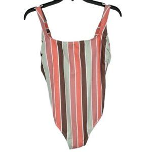 Kona Sol Medium Coverage One Piece Swimsuit Womens Size Large Multicolor Striped
